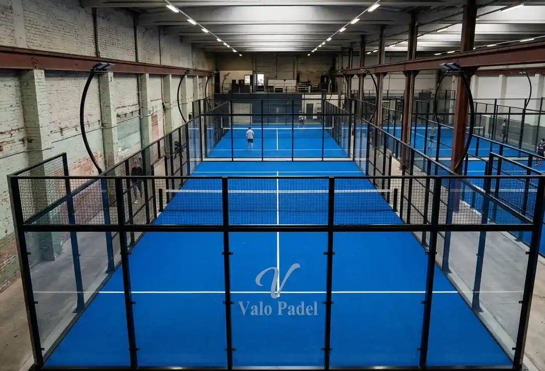 The Heritage Classic multi-court configuration installed inside a large-scale commercial indoor club complex
